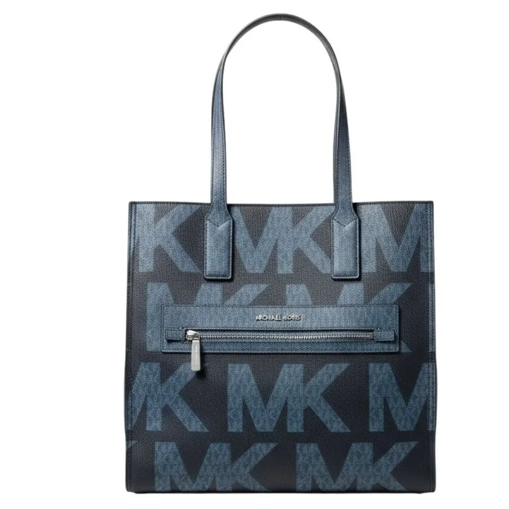 Michael Kors Kenly Large Logo Print Tote Blue (Chambray)